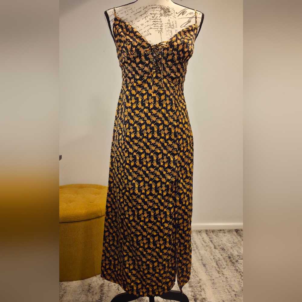 Urban Outfitters Black and Orange Midi Dress - Picture 4 of 16